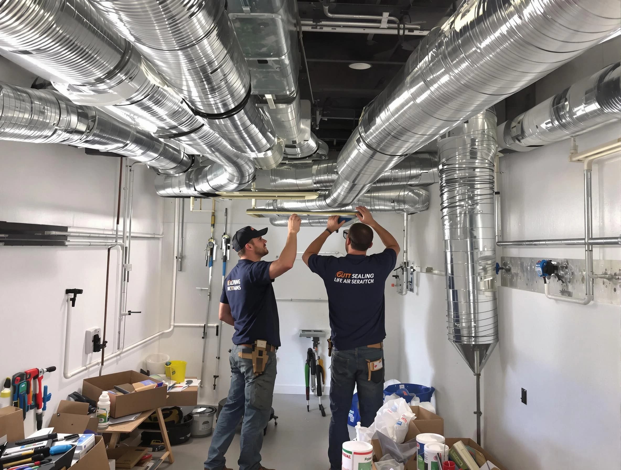 Whittier Air Duct Cleaning technician applying professional duct sealing solutions in Whittier