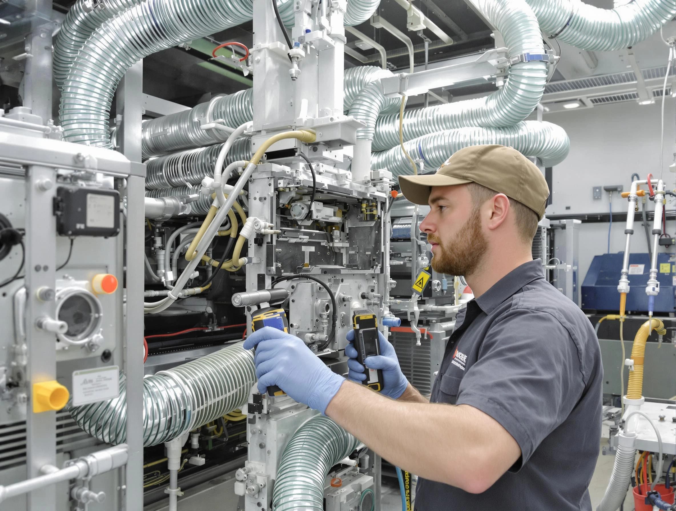 Whittier Air Duct Cleaning technician performing precision commercial coil cleaning at a business facility in Whittier