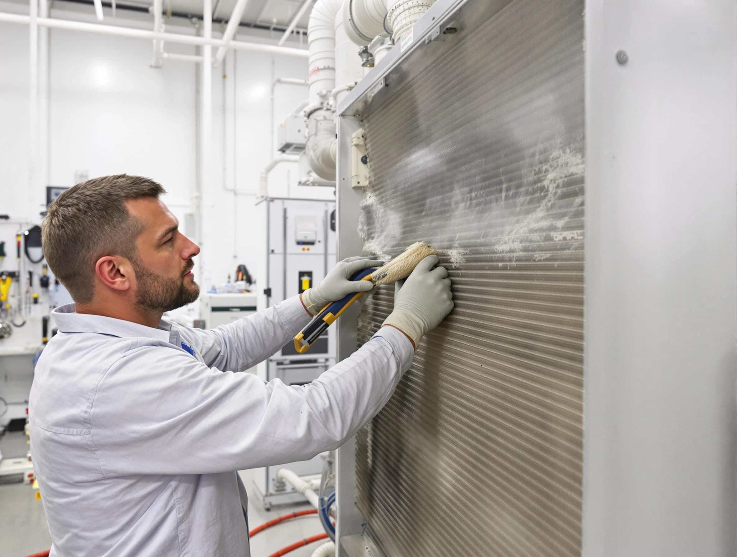 Whittier Air Duct Cleaning technician performing precision commercial coil cleaning at a Whittier business