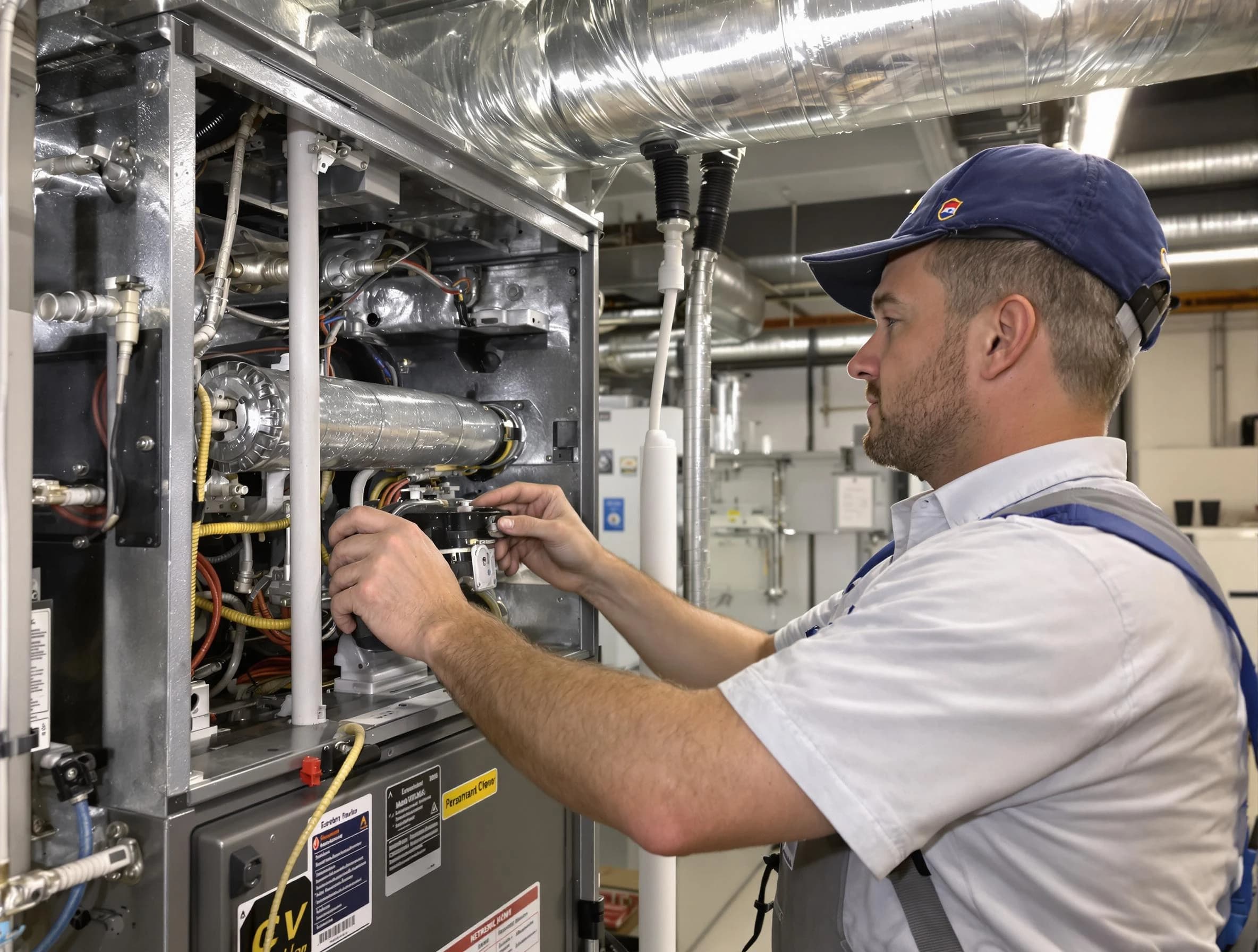 Whittier Air Duct Cleaning specialist performing thorough furnace duct cleaning to improve heating efficiency in Whittier