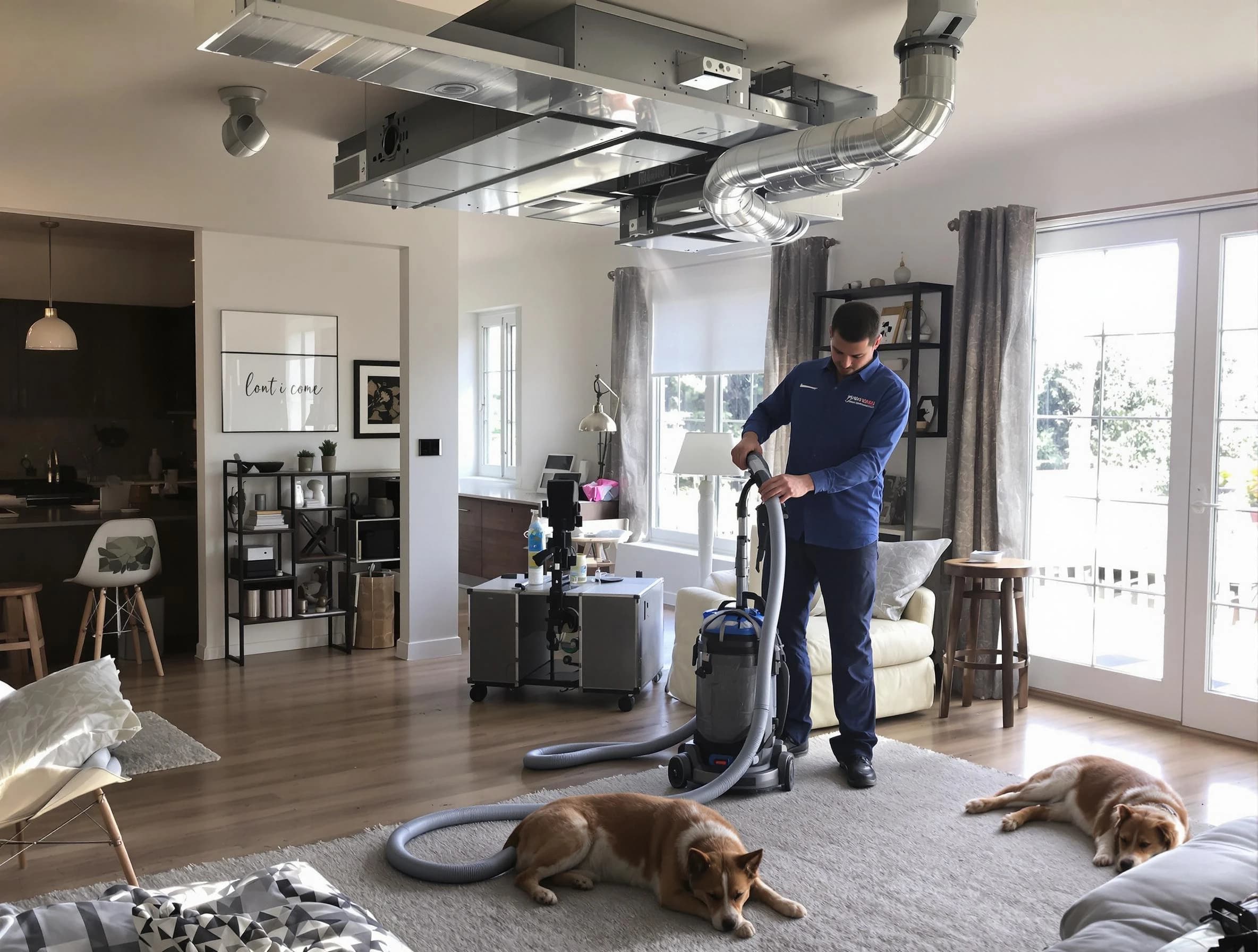 Whittier Air Duct Cleaning technician performing detailed indoor duct cleaning for improved air quality in Whittier